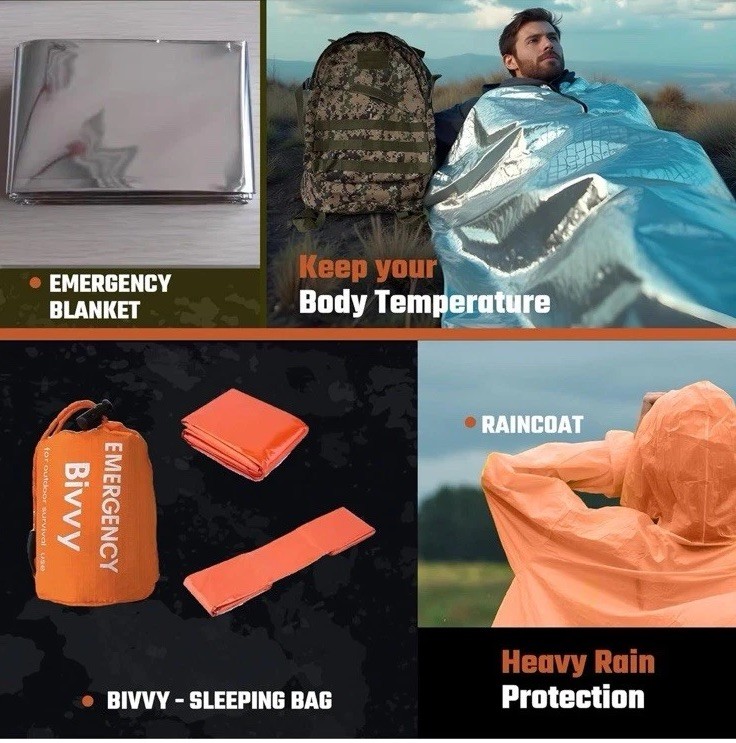 Emergency Survival Kit – 369 Pieces, Go Bag Tactical Backpack, Bug Out Bag Eme..