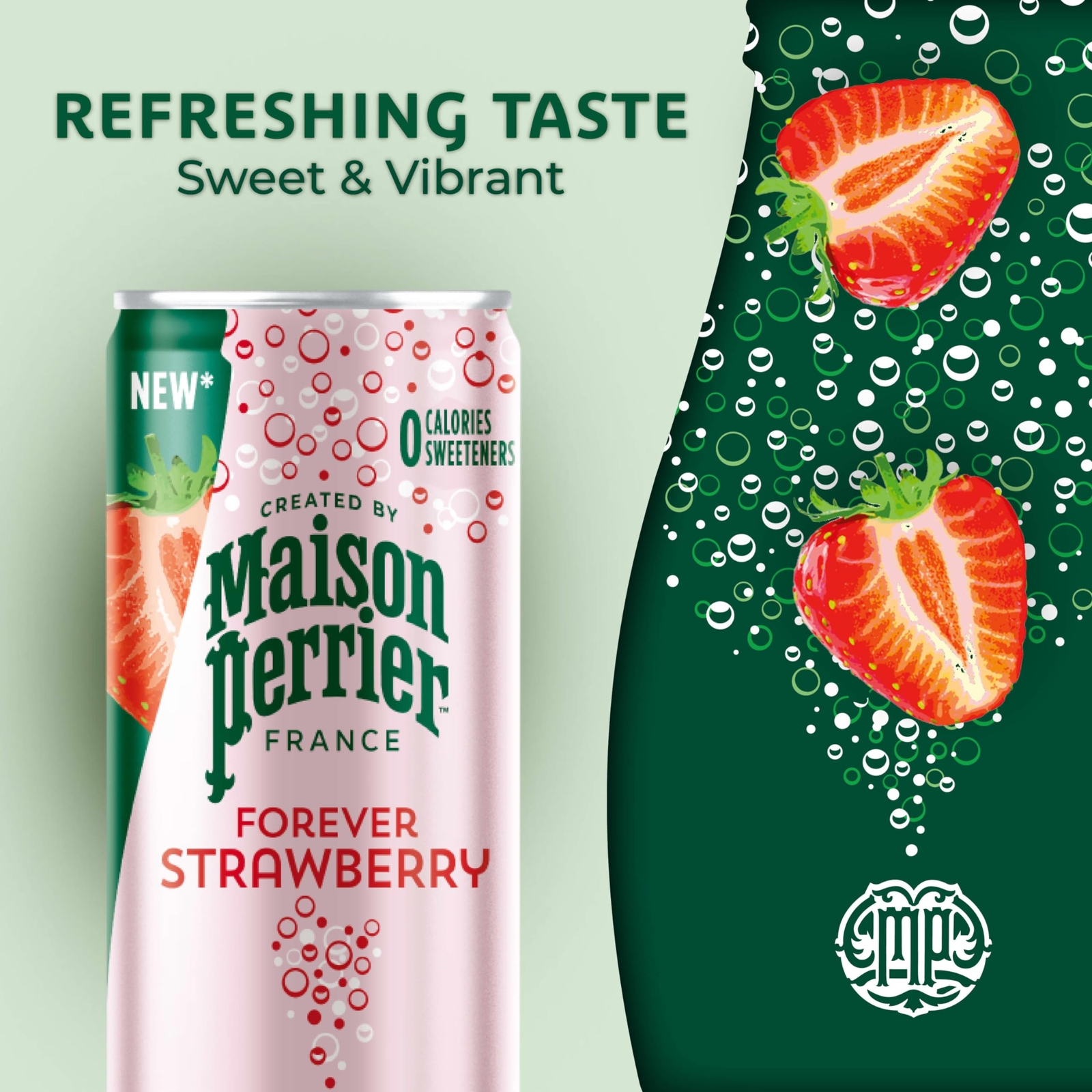 Maison Perrier Forever Strawberry Flavored Sparkling Water 11.15 Fl Oz Cans 8…