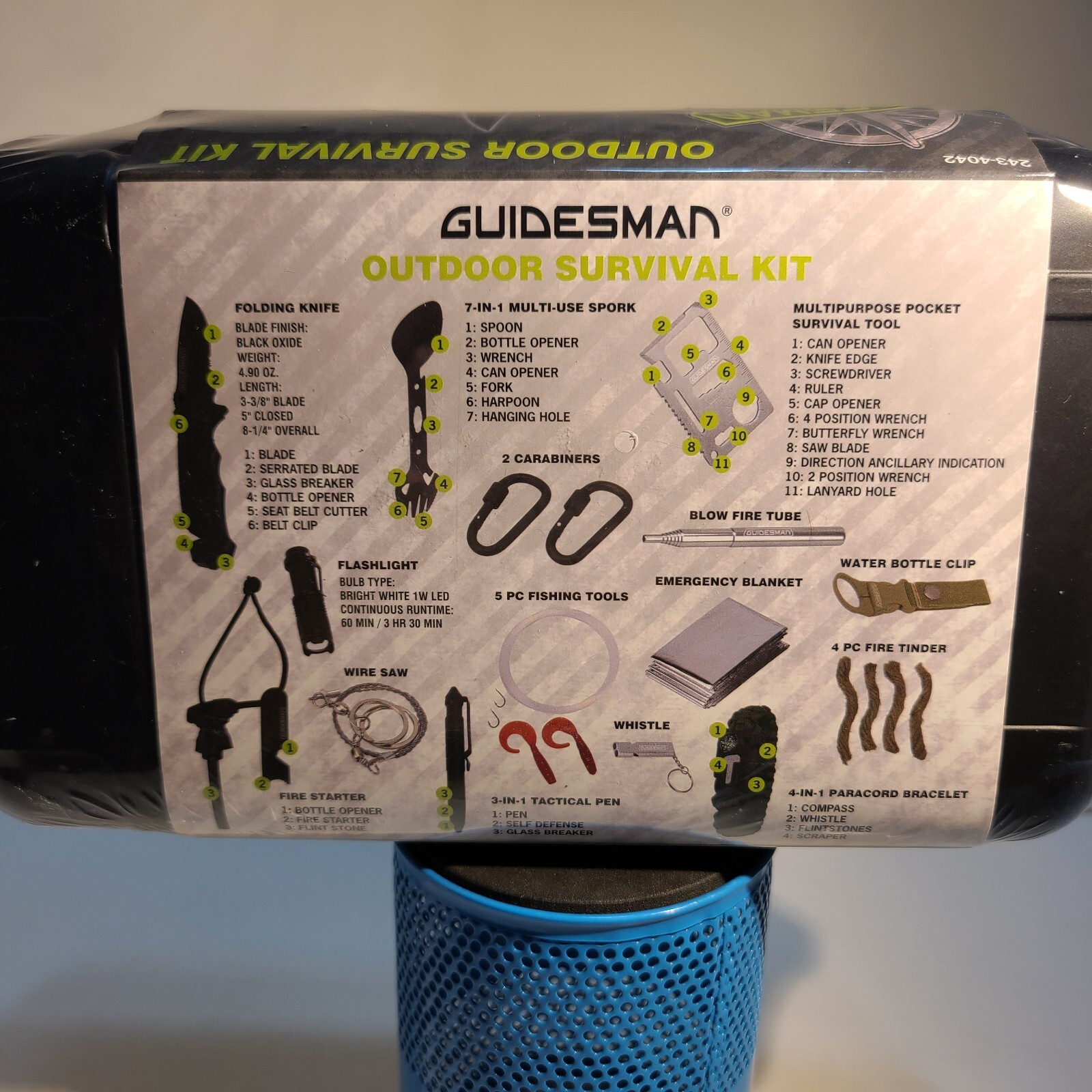 Guidesman Outdoor Survival Kit. Tools Equipped with Over 40 Features.