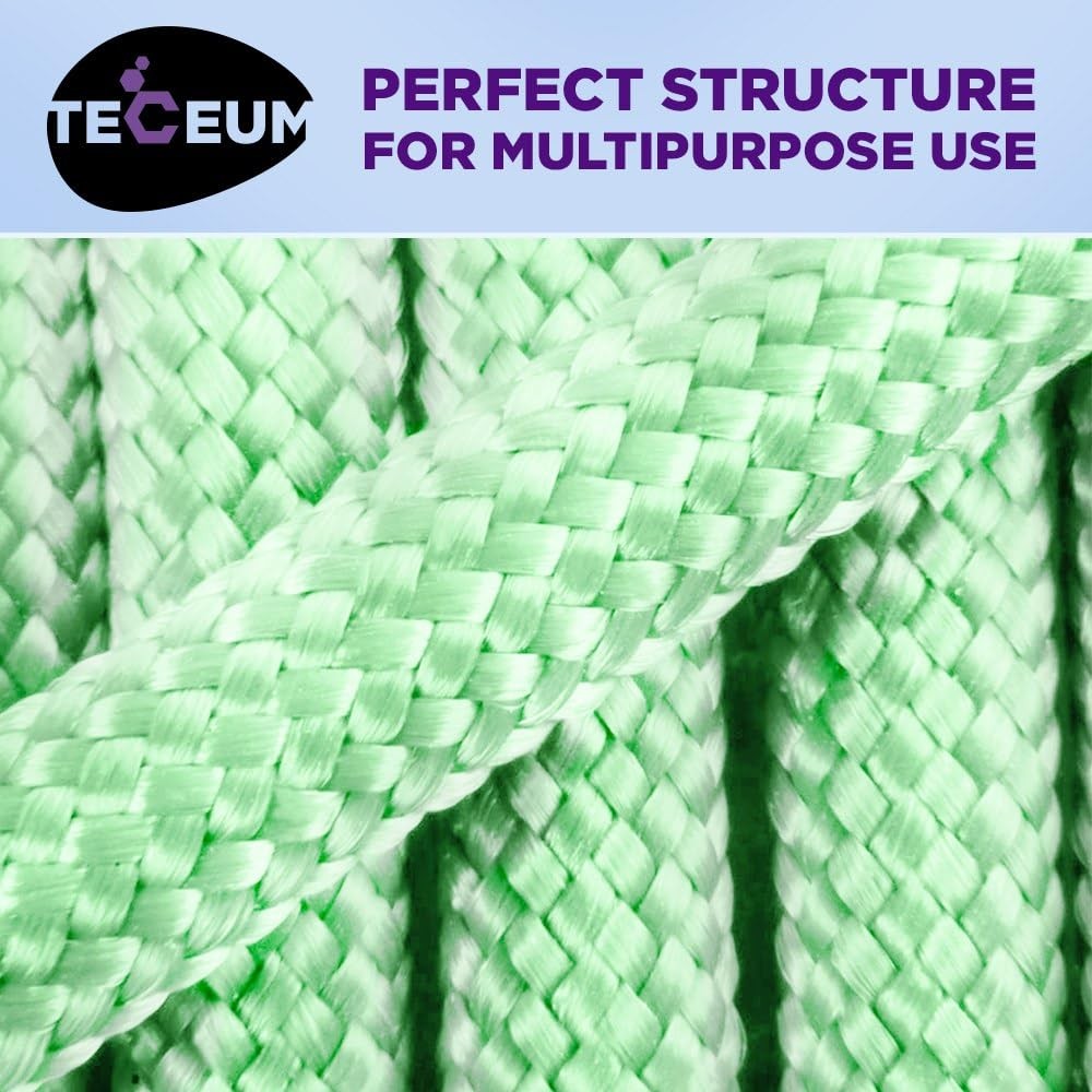 TECEUM Paracord Type III 550 Green – Glow in 100 Ft, – the Dark