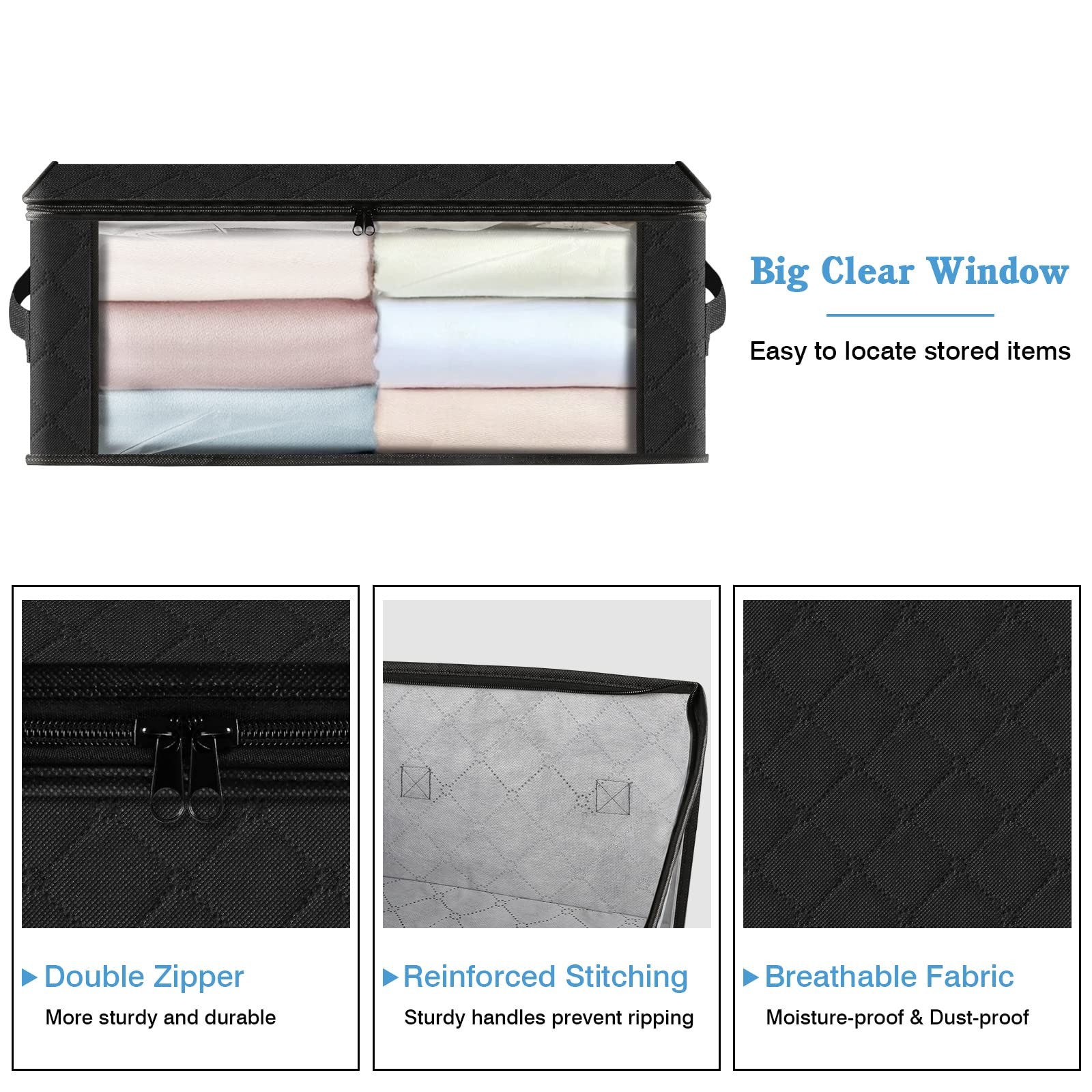 HomeHacks Storage 10-Pack Clothes Organizer Bags 10 Pack, Black