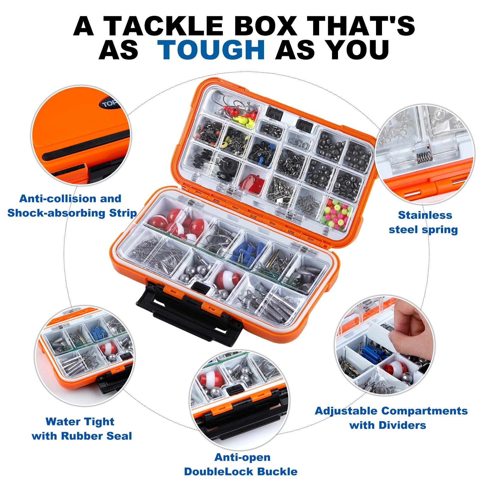 TOPFORT 187/343pcs Fishing Accessories Kit, 343pcs kit