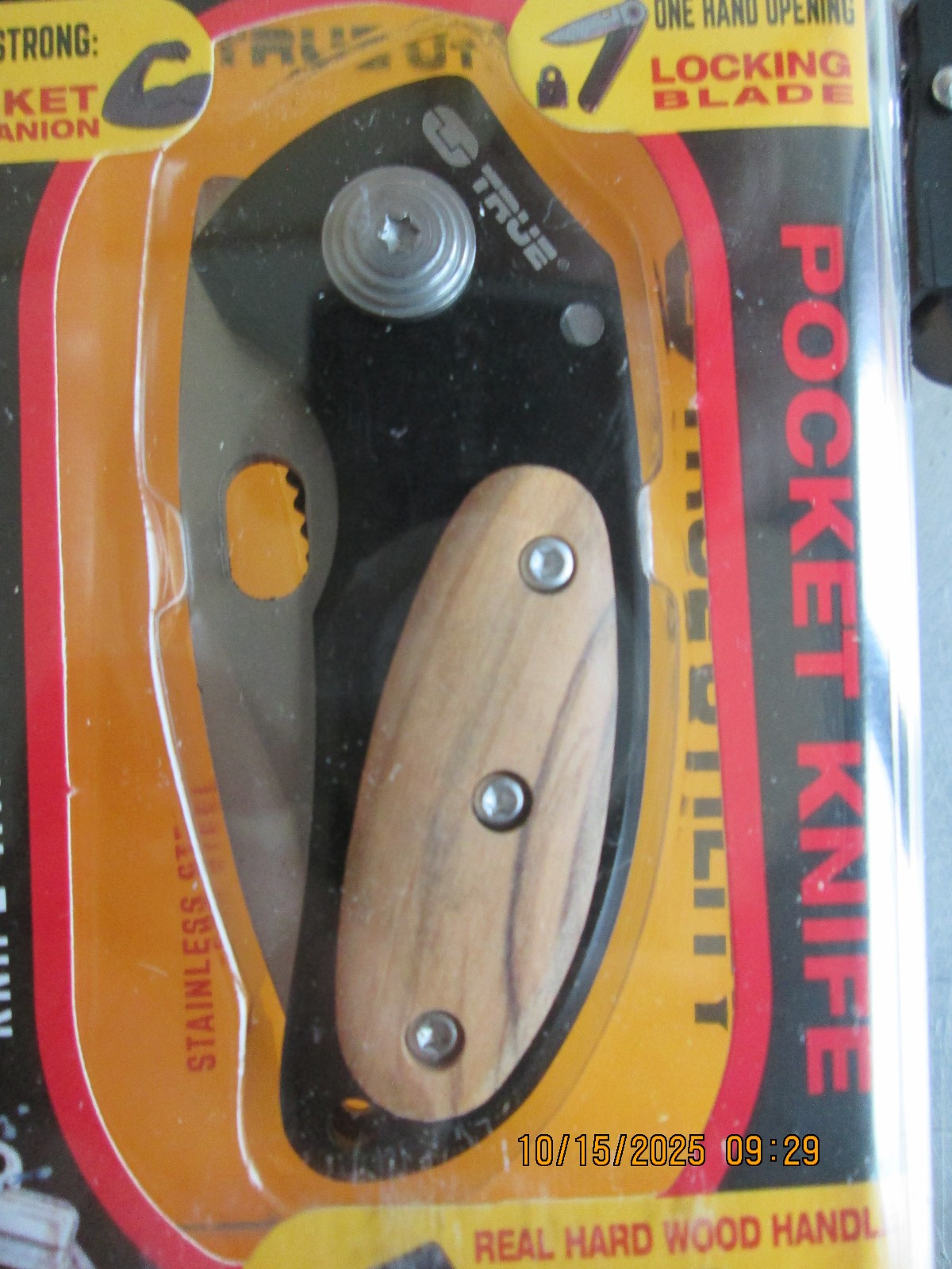 TU576 TRUE UTILITY JACKNIFE POCKETKNIFE ONE HAND OPENING REAL HARD WOOD HANDLE