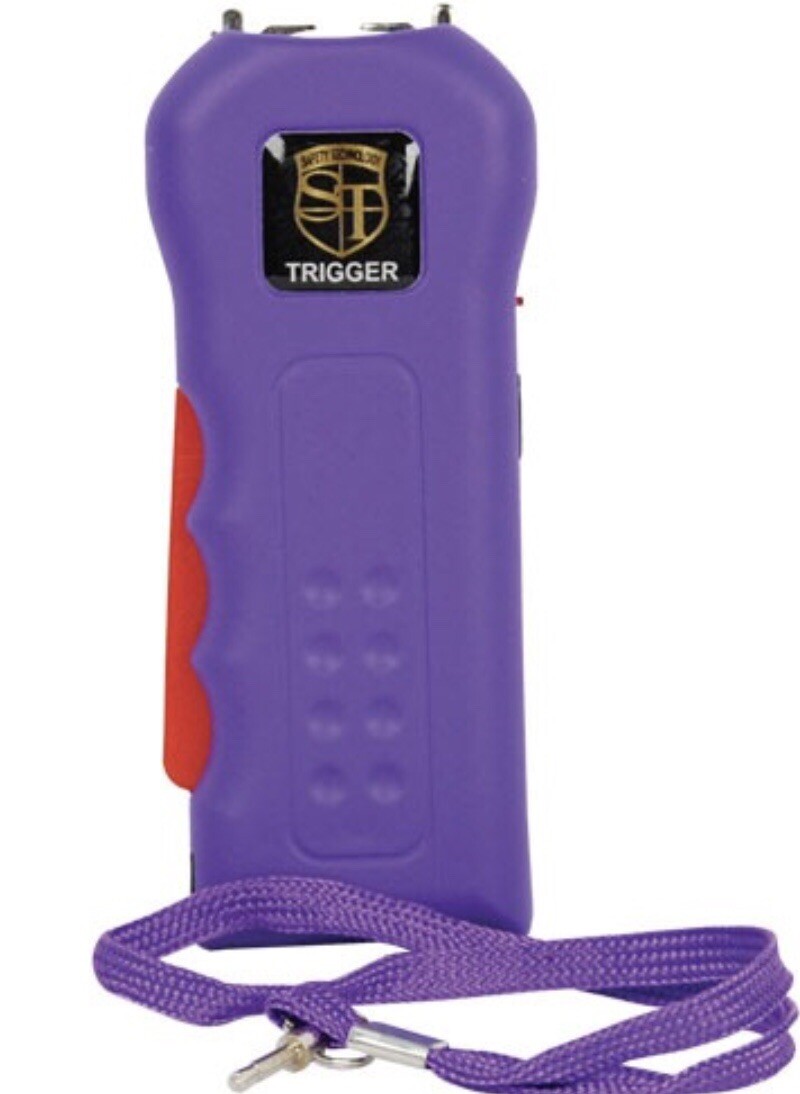 SQUEEZE Rechargeable LED Stun Gun PURPLE Walker Jogger Safety 911 POLICE 75 MV