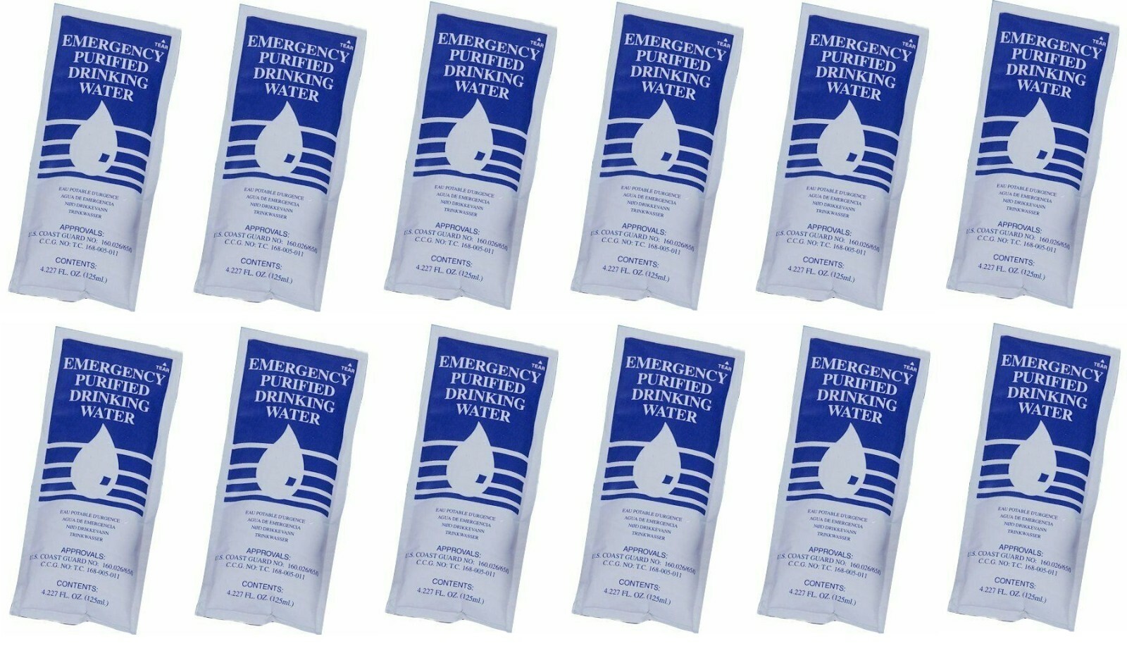 (12 Packets) SOS Emergency Water Packets – 3 Day/72 Hour Supply 4.227 fl Oz USA