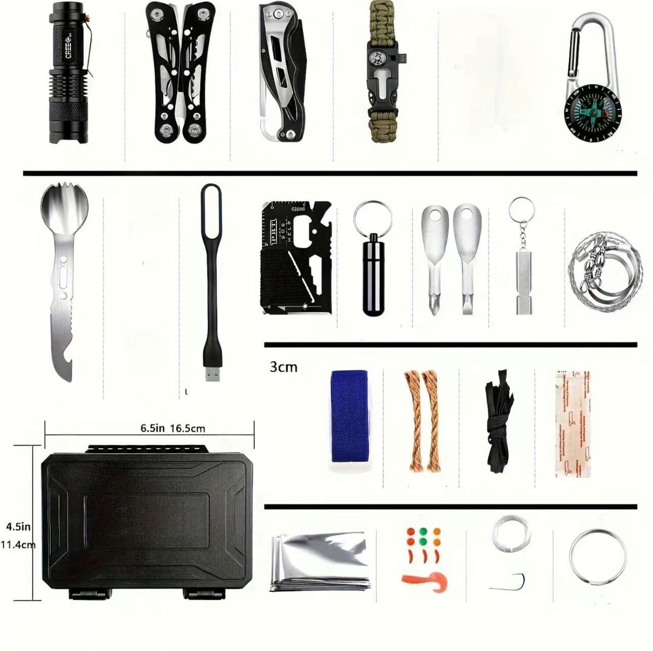 ANTARCTICA Emergency Survival Gear Kits 60 in 1, Outdoor Survival Tool with E…