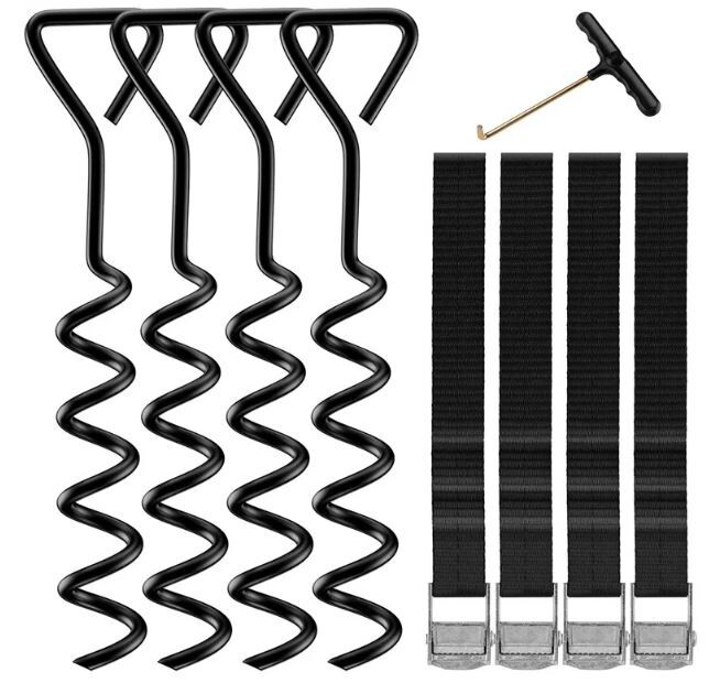 Ground Anchor screw Corkscrew Tie Down Straps tent trampoline stakes large 13″
