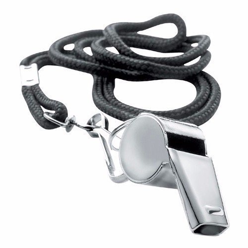 Metal Referee Whistle Lanyard Emergency Survival Black Neck String