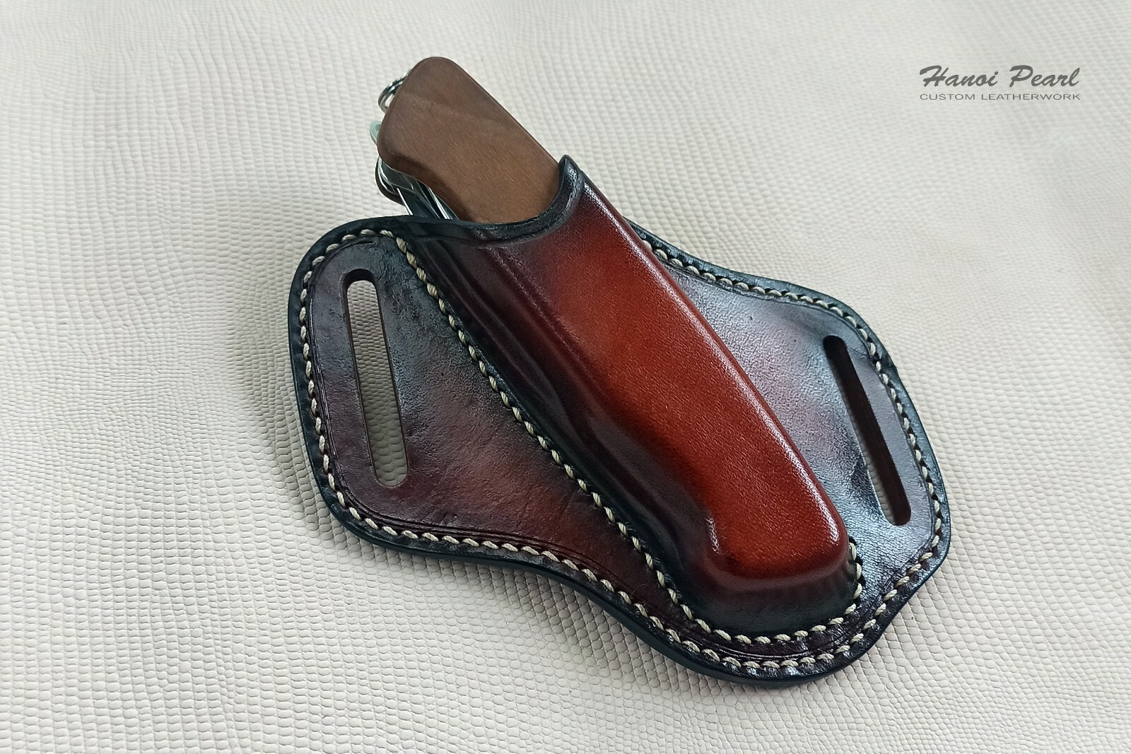 Custom Cross Draw Leather Sheath for Victorinox Ranger Wood 55