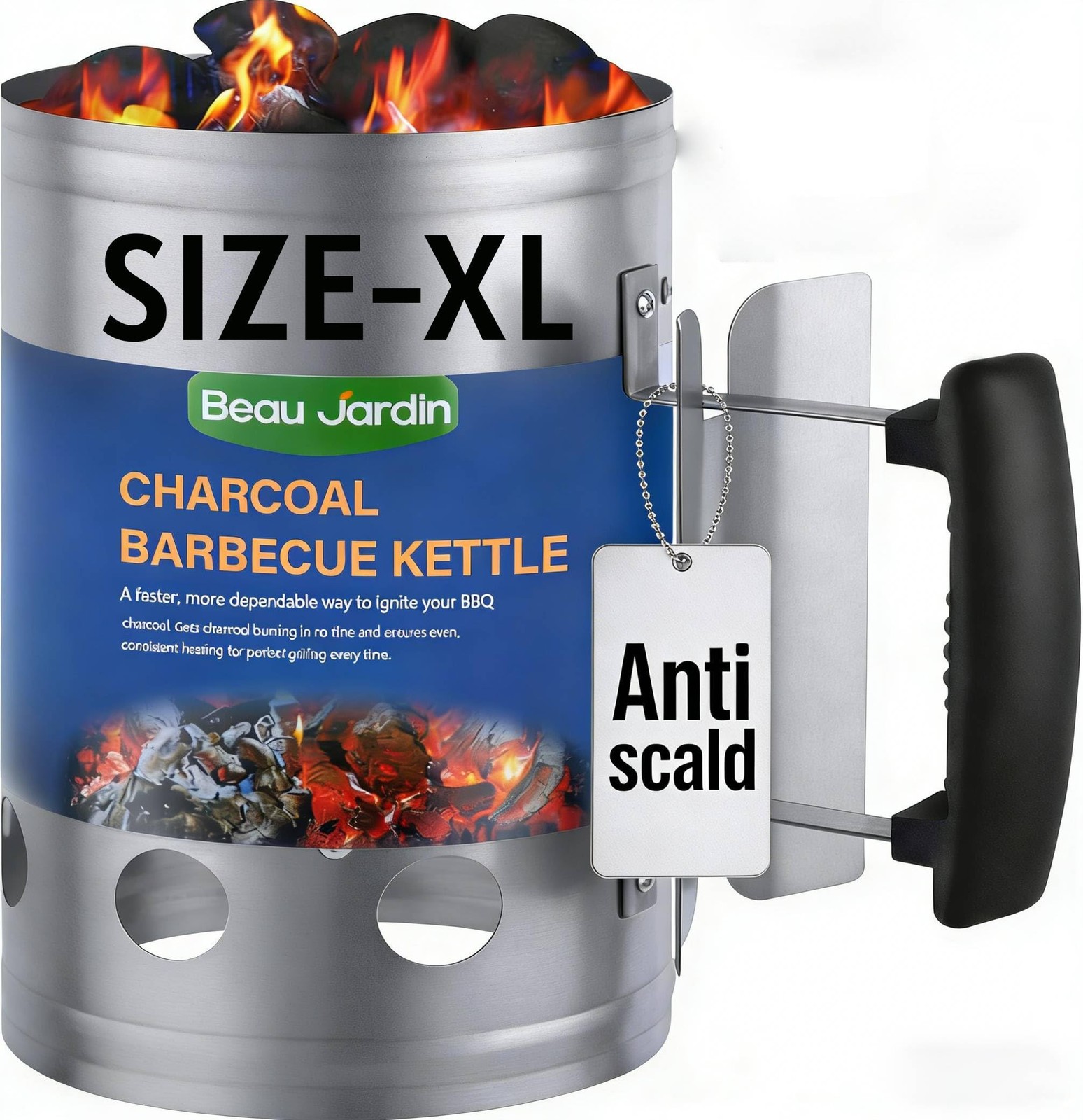 BEAU JARDIN Charcoal Chimney Starter Large 11″ Starter,