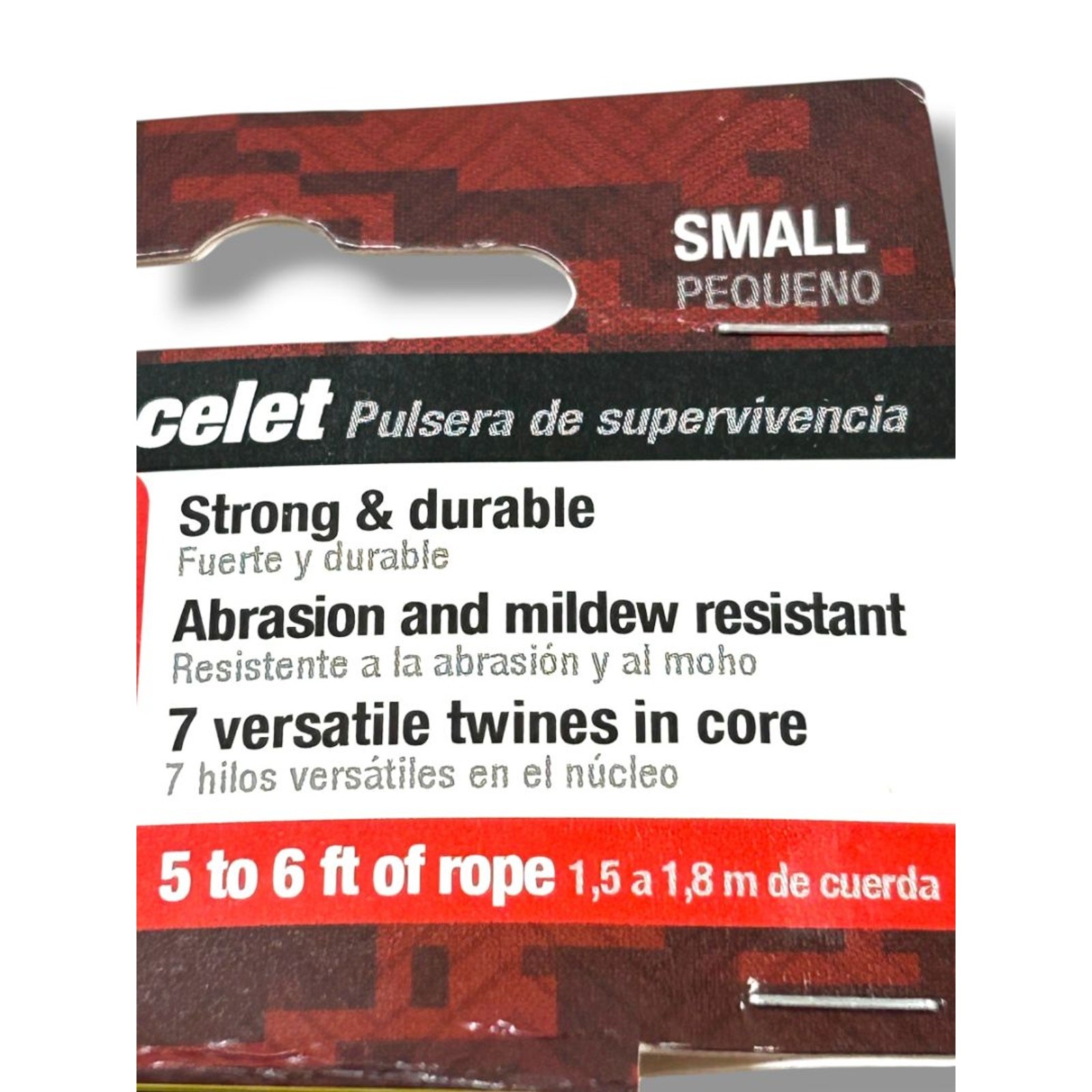 Small (7″) SecureLine Survival Bracelet Clip Red Black 5-6ft Rope New