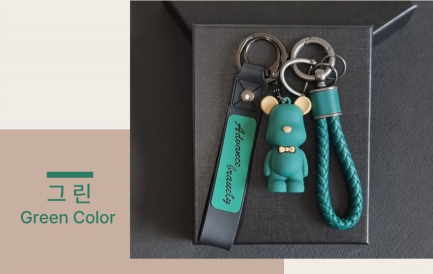 Premium Bear Car Keychain Leather Strap Bag Charm Luxury Black & Gold Gift New