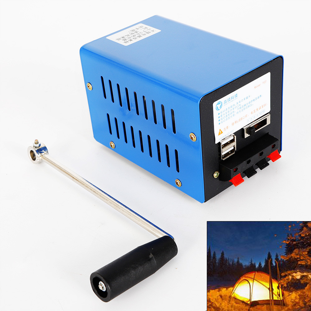 Hand Crank Generator Camping Emergency Survival Power Supply Charger USB 20W