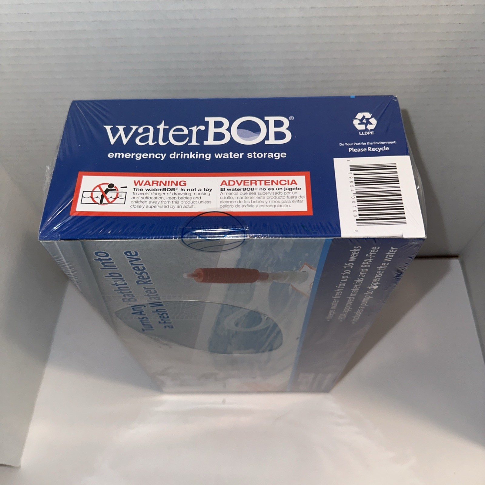 New WaterBob Bathtub Emergency Drinking Water Storage 100 Gallons. New/Sealed