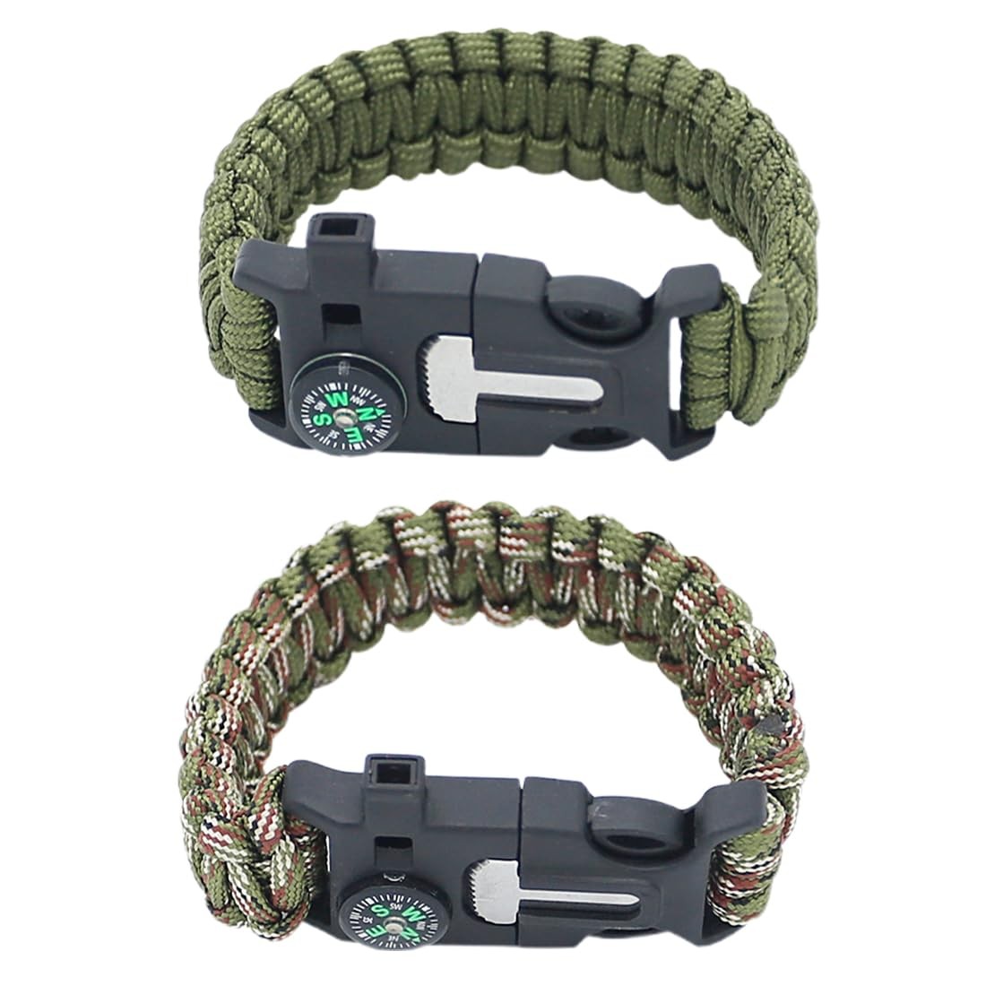 Paracord Survival Bracelet, 2 Piece Survival Kit with Flint Fire Starter, Scrapbook…