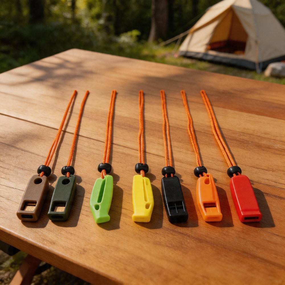 8PCS Lightweight Whistle Set with Reflective Lanyard for Hiking and Drills