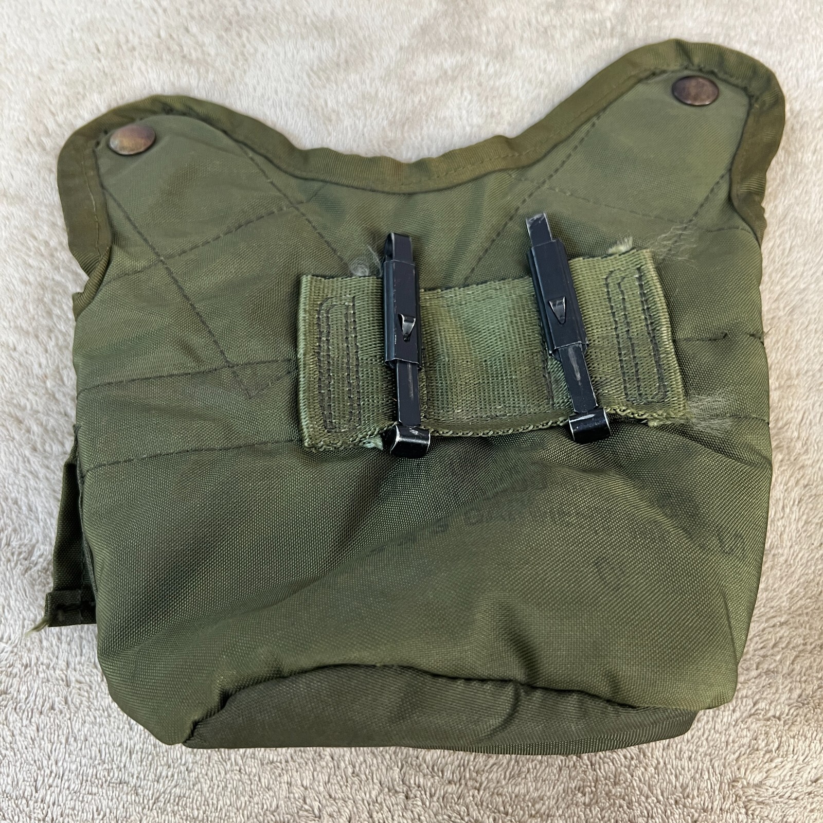 US Army Military Issue 1 QT Canteen Cover Pouch OD Nylon w Alice Clips [A15]