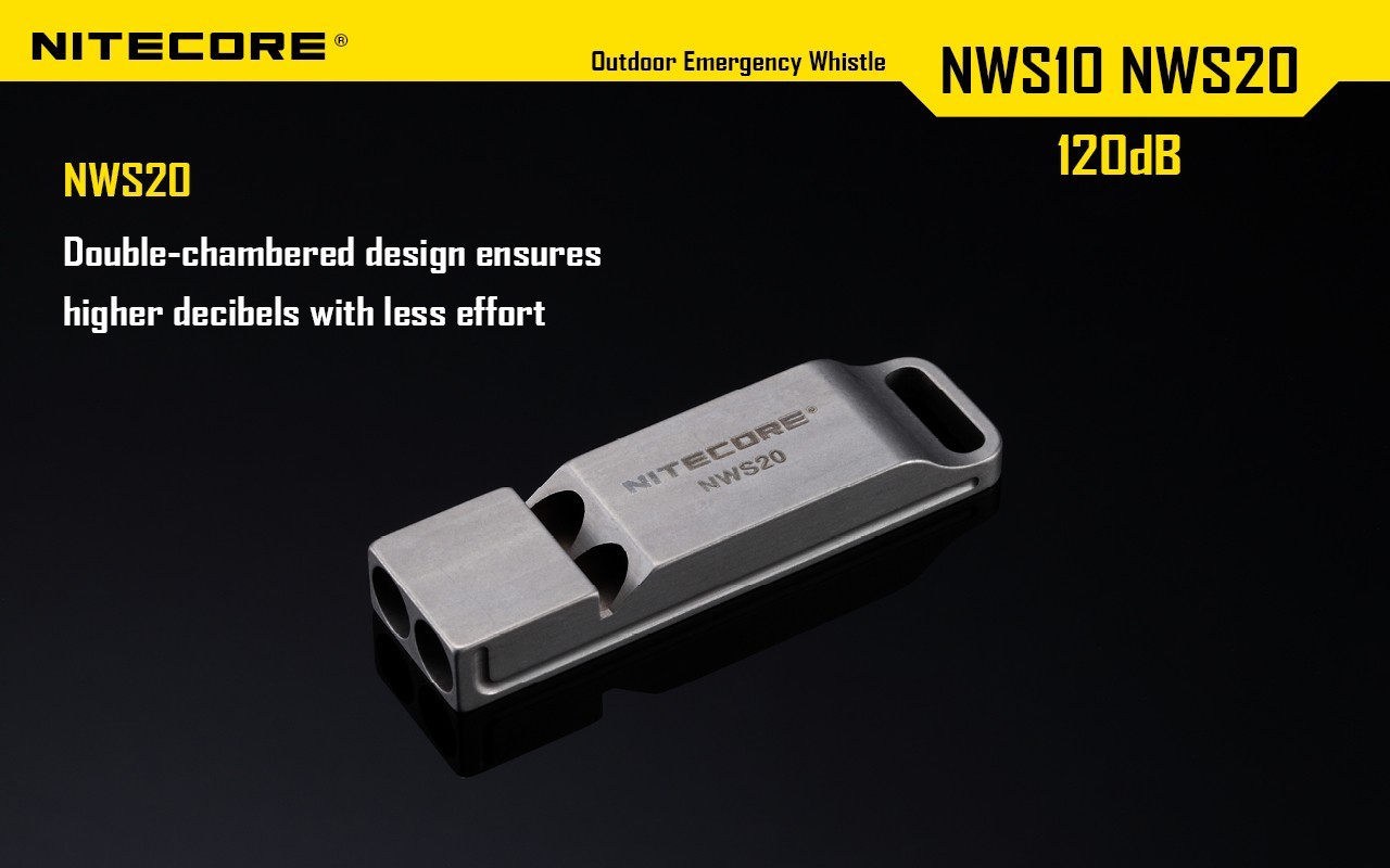 Nitecore NWS10 Outdoor Emergency Whistle TC4 Titanium Alloy Survival SOS 120db