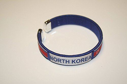 North Korea Blue Country Flag Flexible Adult C Bracelet Wristband… 2.5 Inches