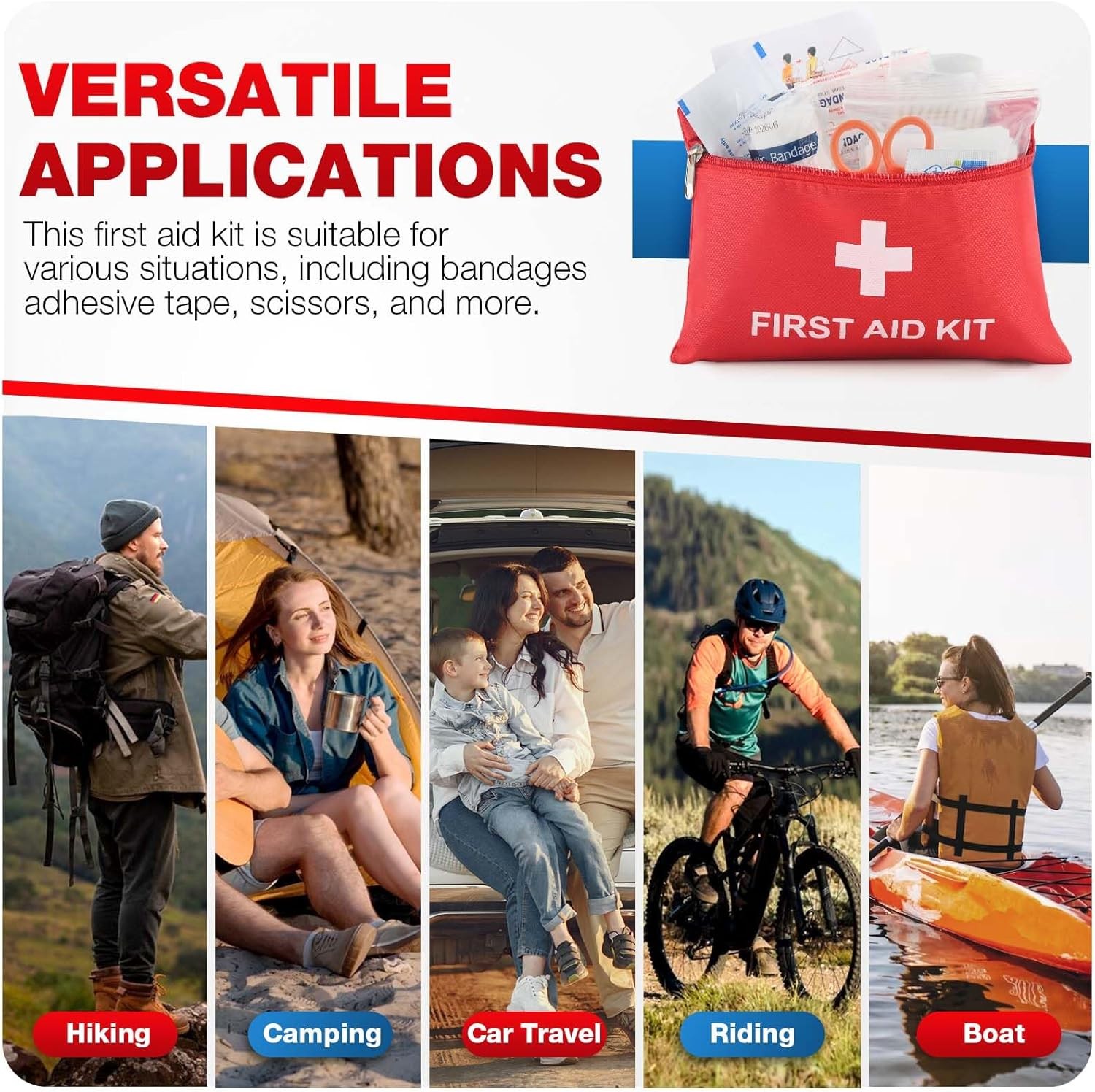 First Aid Kit for Home Car Travel 107 Piece Emergency Kits for Hiking Camping Sm