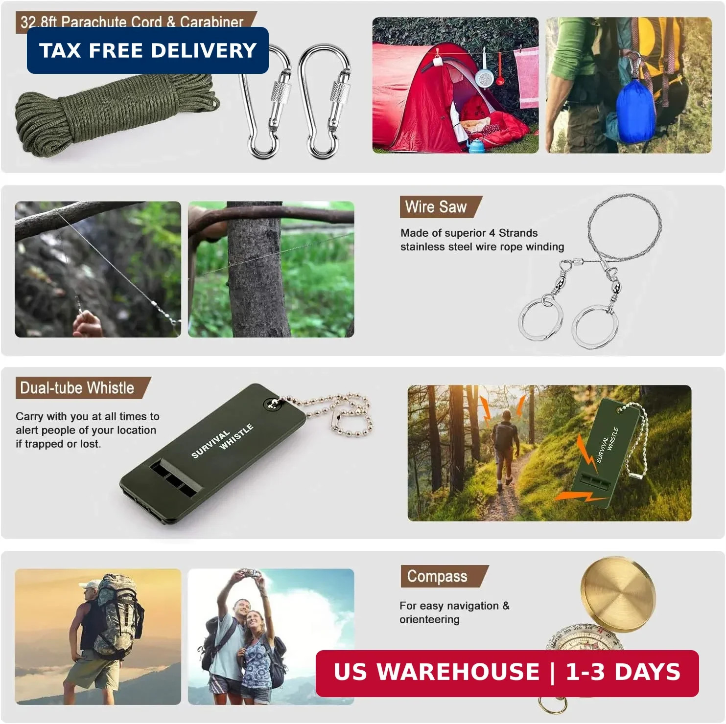 238Pcs Emergency Survival Kit and First Aid Kit, Professional Survival Gear Tool