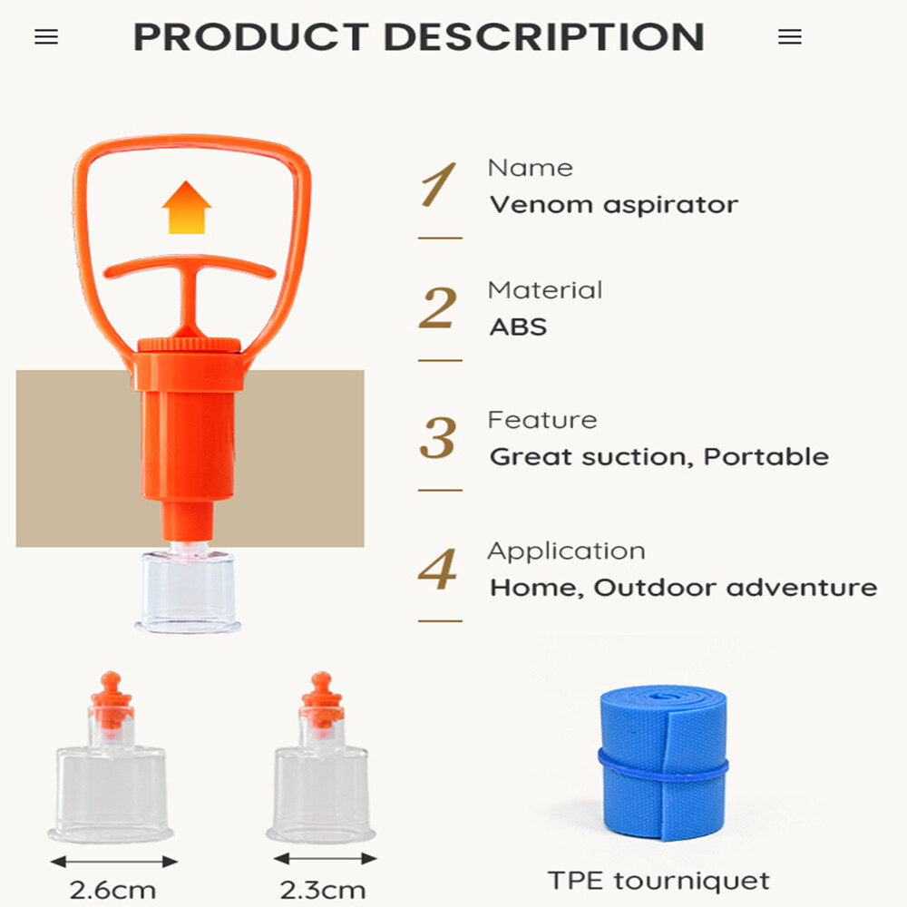 Versatile Robust Easy to Use Wilderness Snake & Bee Bite Vacuum Poison Extractor