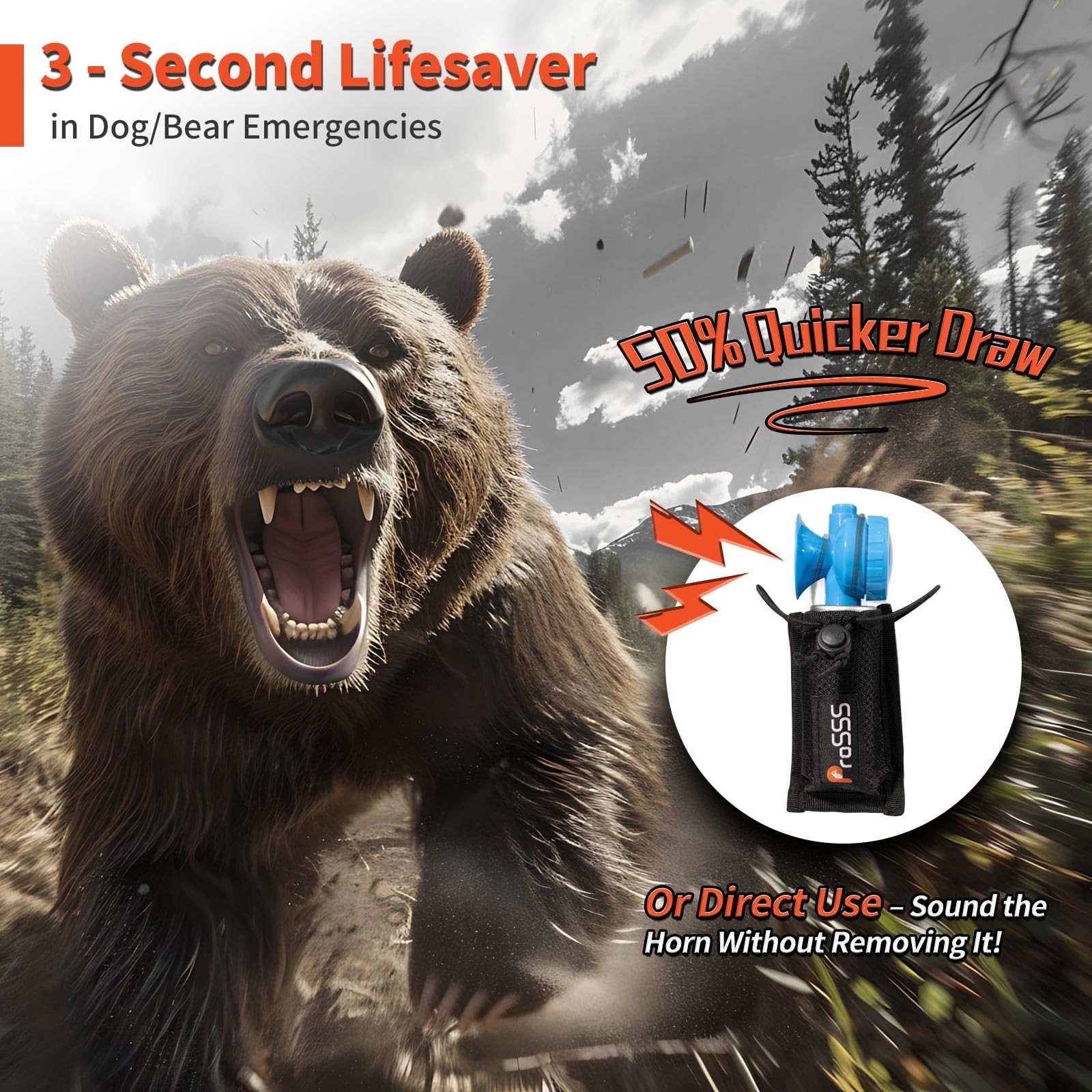Ultra-Compact Nylon Holder for 1.4oz Air Horns Bear Dog Safe Safety Gear