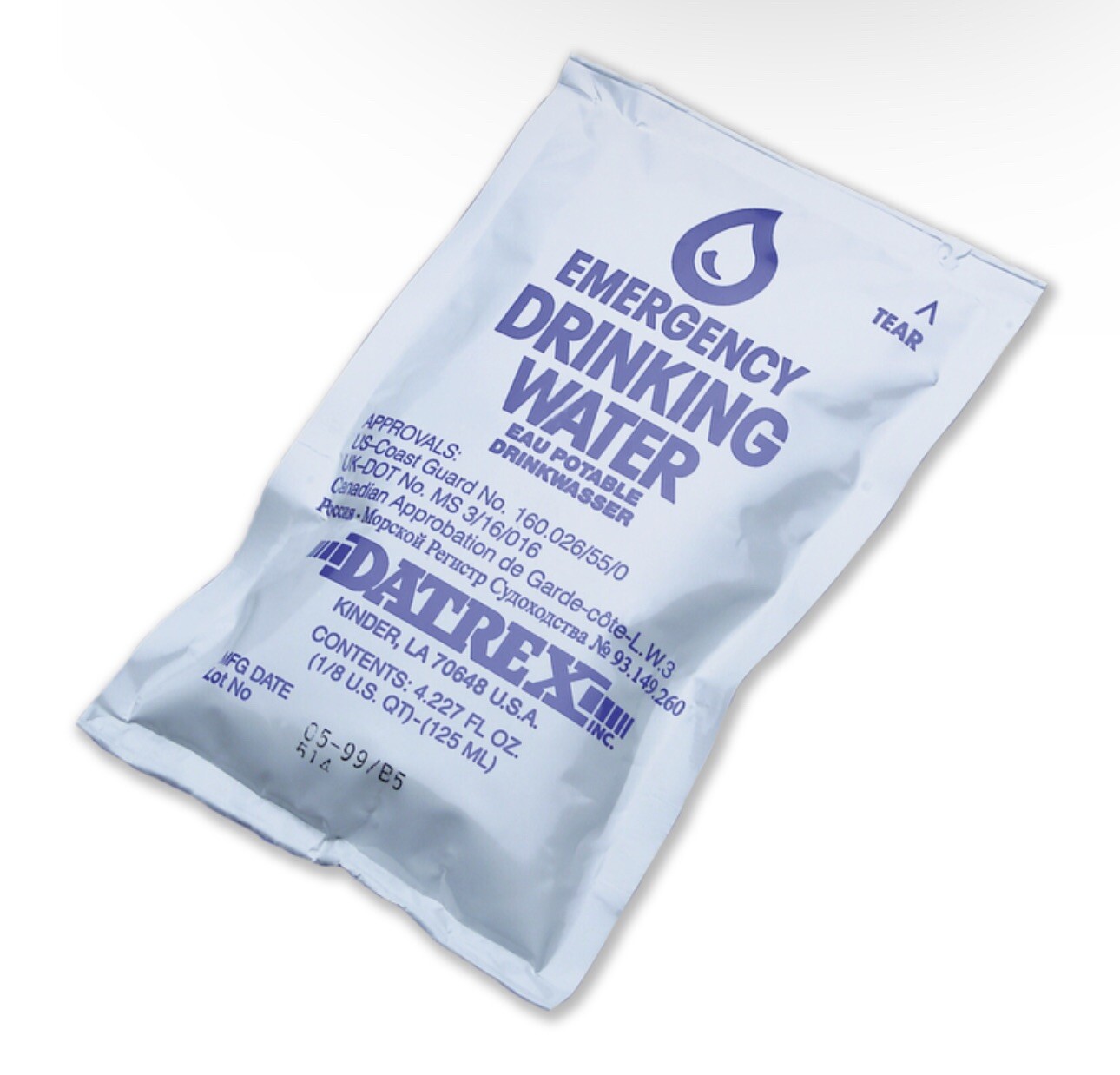 Datrex DX1000W Emergency Survival Water Pouch, 125ml EXP 06/2028