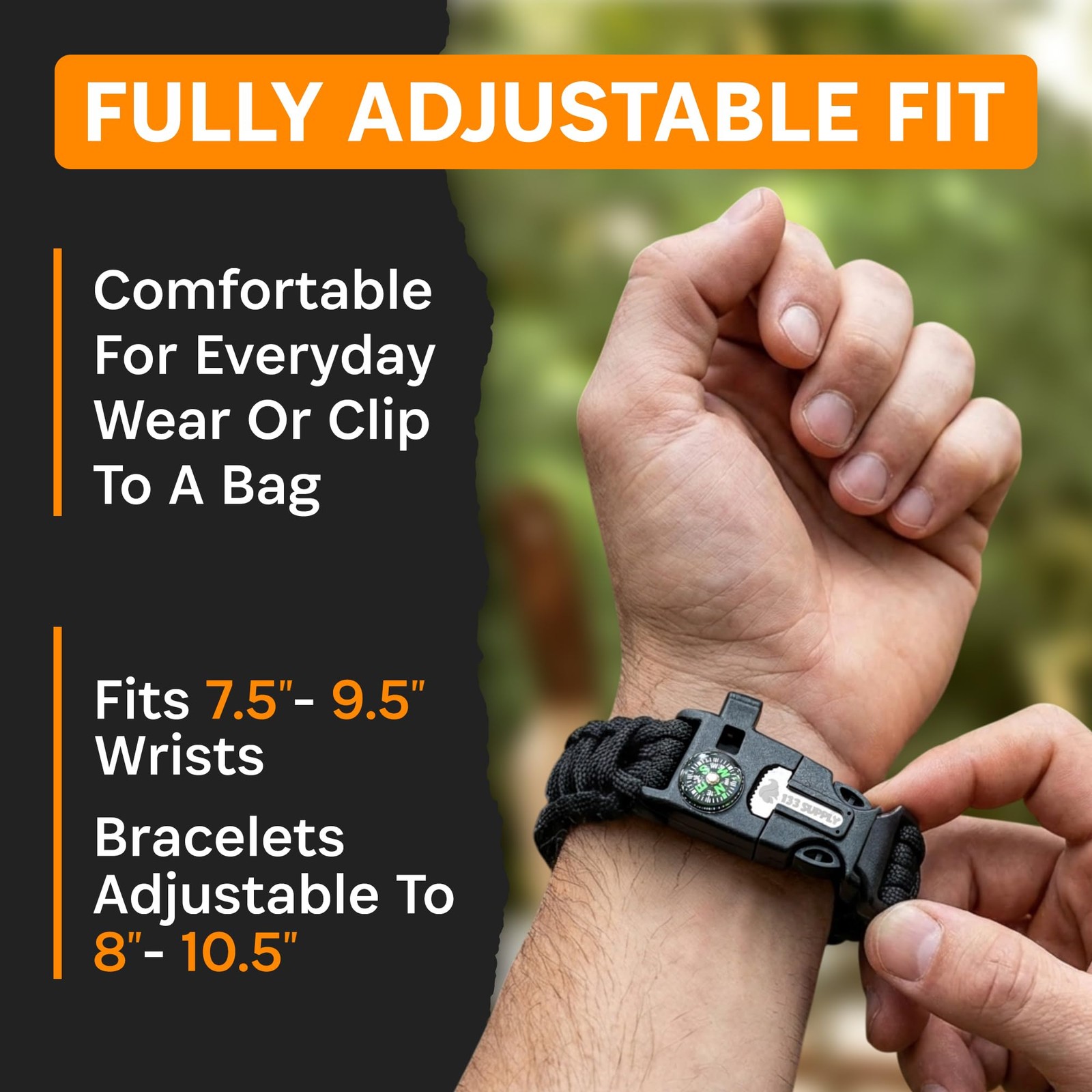 Tactical Paracord Compass Hiking Survival Bracelet Men Dad Gifts Camping Acce…