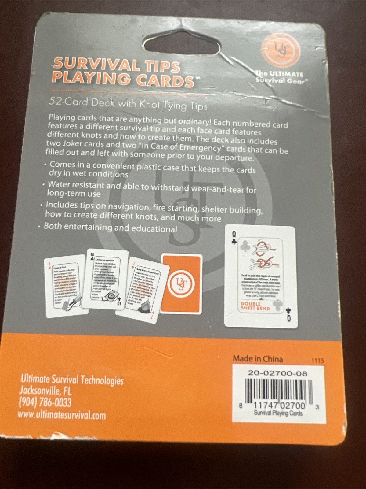 Playing Cards Survival Tips Ultimate Survival Gear PLASTIC CASE Prepping Prepper