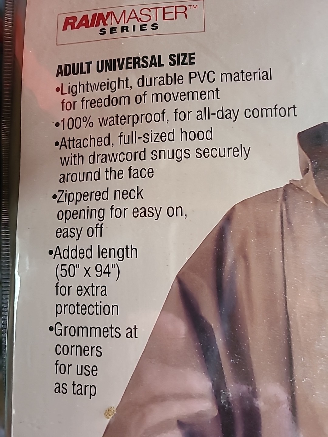 New Stearns 100% Waterproof Rainmaster Series Universal Adult Tan Poncho Sealed