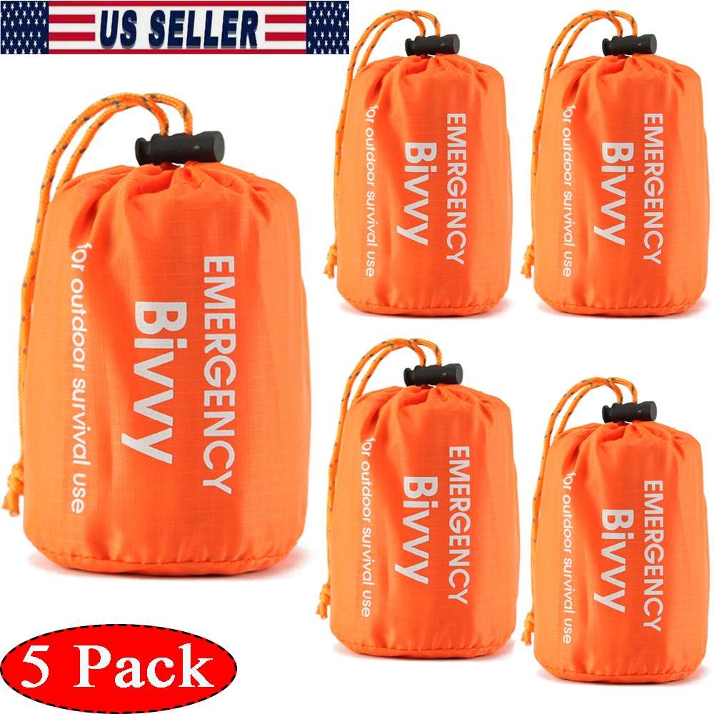 5 Pack Emergency Sleeping Bag Thermal Blanket Waterproof Outdoor Survival Tent