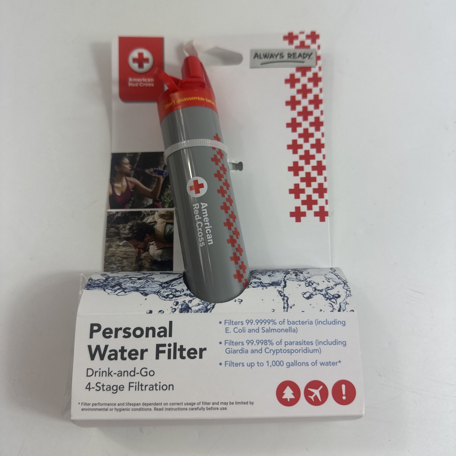 American Red Cross 4-Stage Personal Water Filter 99.99% Filtration BPA-Free
