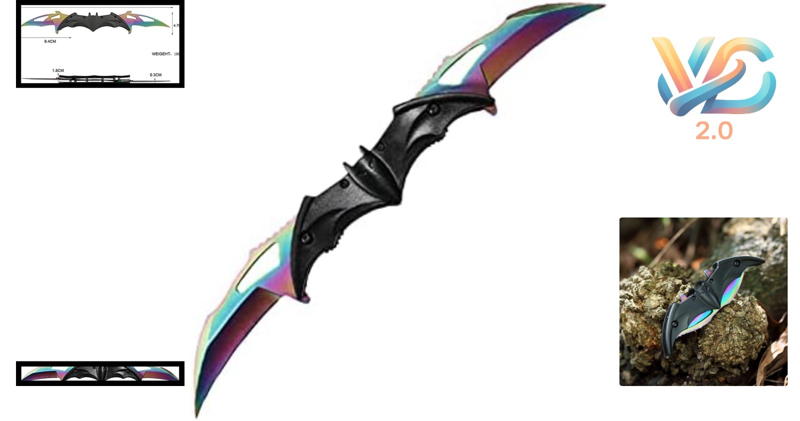 Color Bat Model Foldable Outdoor Survival Blade Camping Defense Tool
