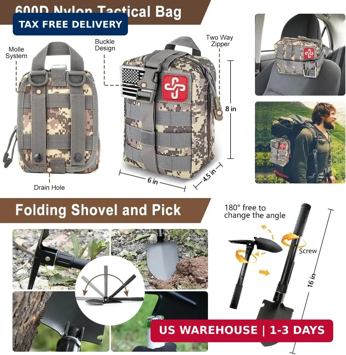 238Pcs Emergency Survival Kit and First Aid Kit, Professional Survival Gear Tool