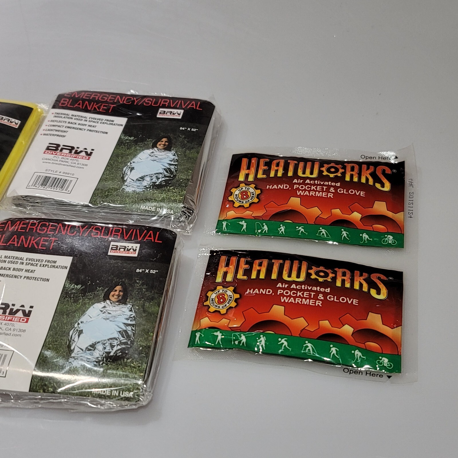 Lot of 7 Emergency Prepper Poncho/Survival Rescue Blanket Safety Kit w/Glowstick