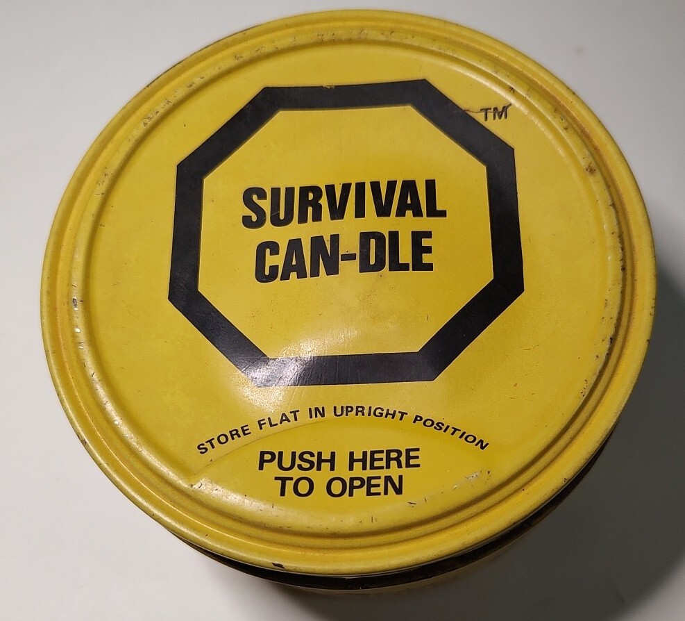 1979 Survival Can-dle 8oz Metal Tin Vintage USA
