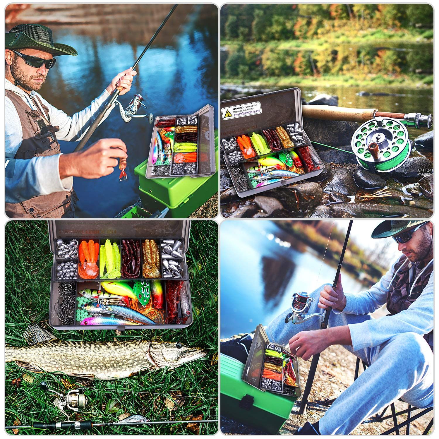 PLUSINNO 189 pcs Fishing Accessories Kit, 189pcs Kit