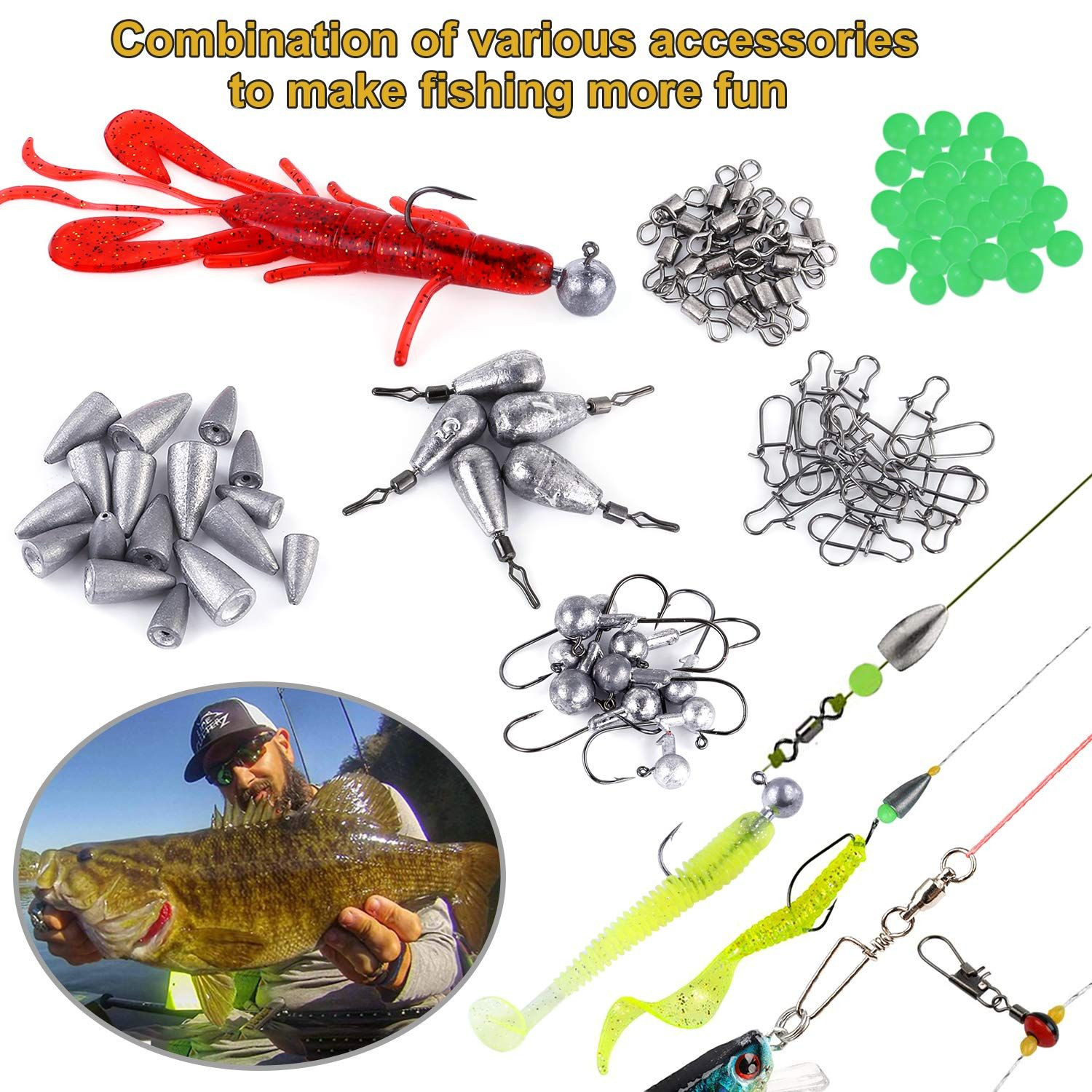 PLUSINNO 189 pcs Fishing Accessories Kit, 189pcs Kit