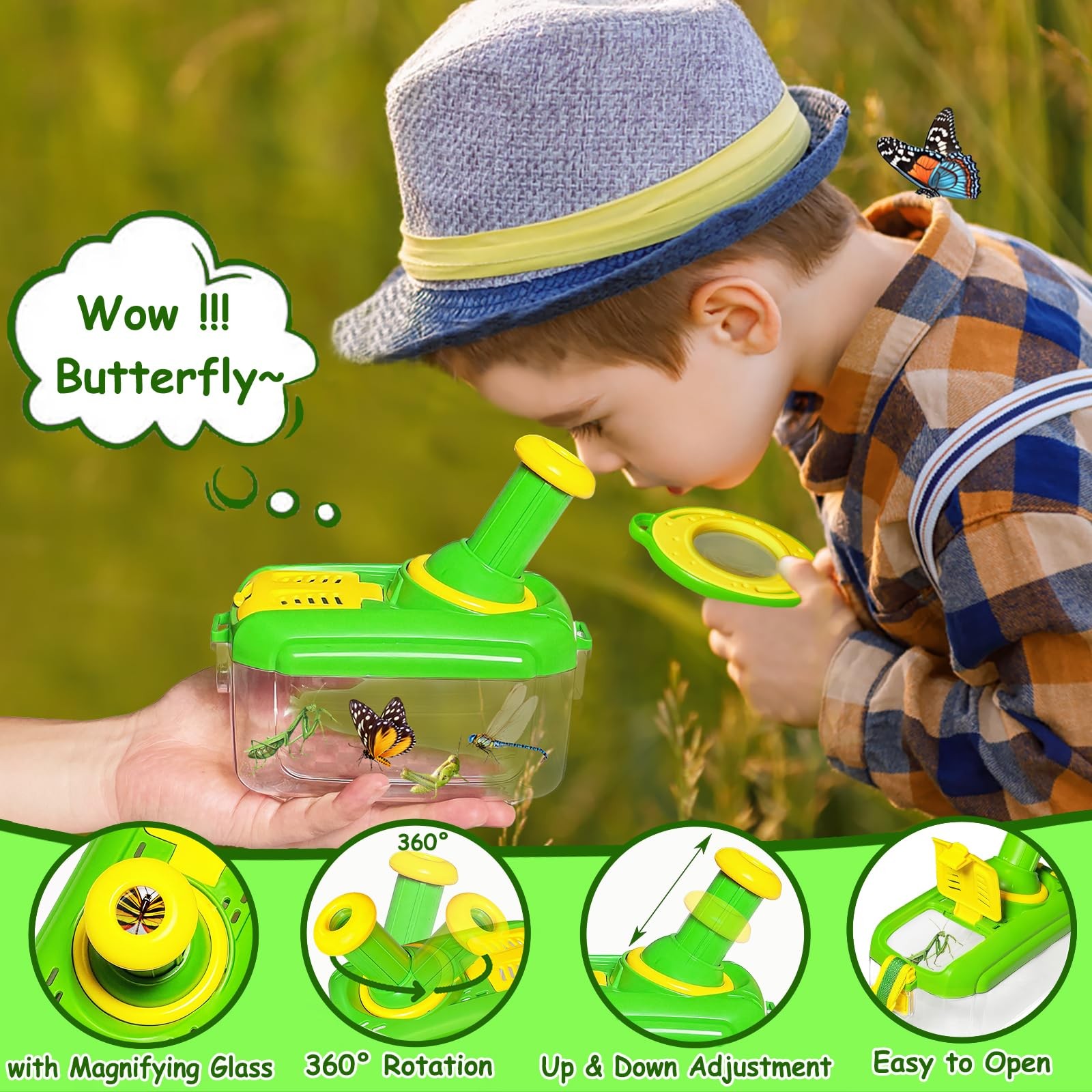 Explorer Set for Kids Ages 4 and Up, 17 Piece Explorer Set for Kids, Insect Box with…