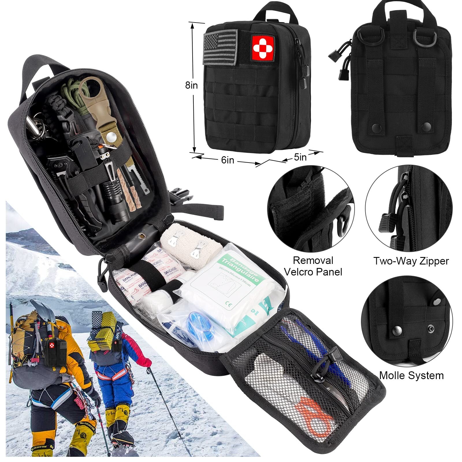 Emergency Survival Kit First Aid Kit, 121Pcs Tactical Gear Camping Gear Emerg…