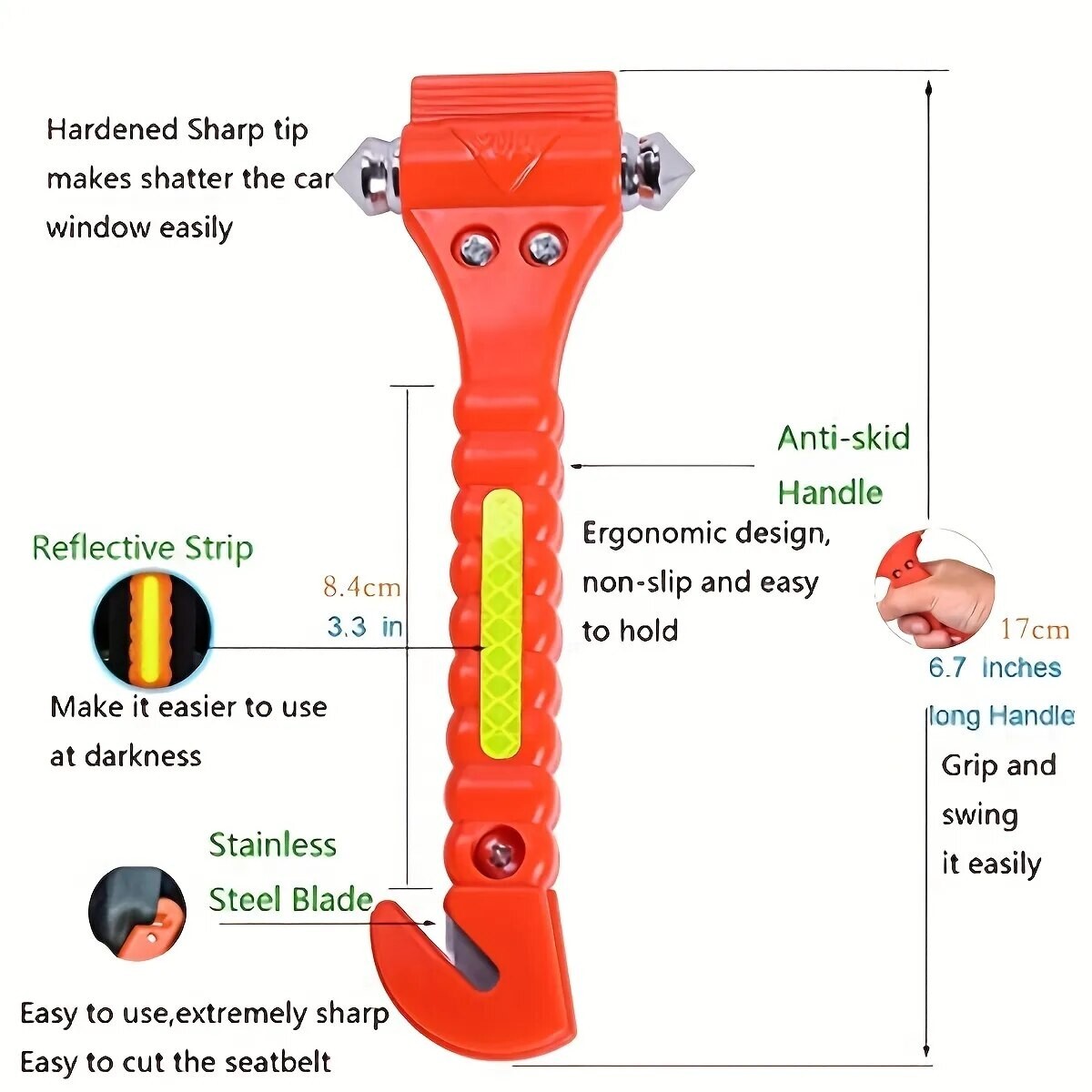 EMT Emergency Rescue Car Vehicle Multi Tool With Knife Rope Seat Belt Cutter
