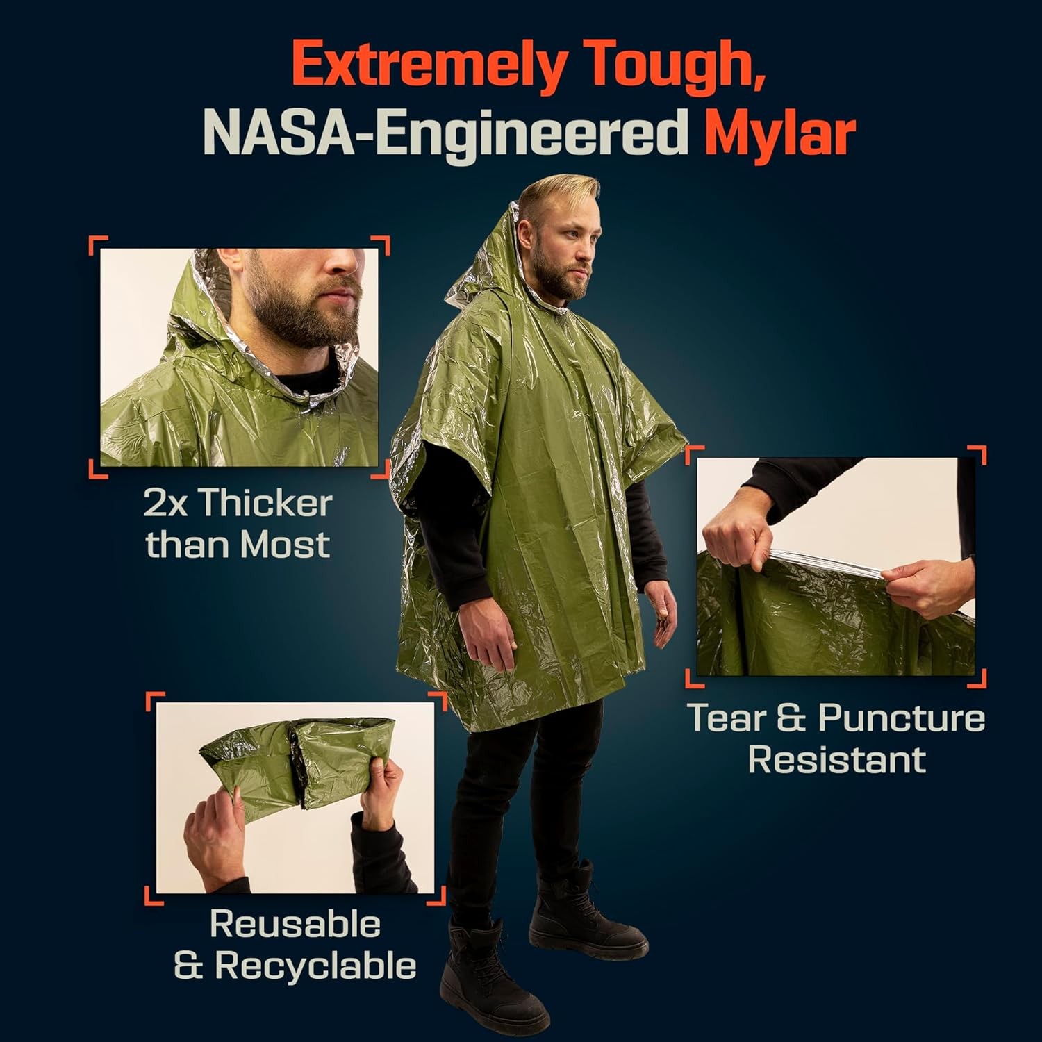 PREPARED4X Emergency Mylar Blanket Waterproof Wind-Resistant Outdoor Camping