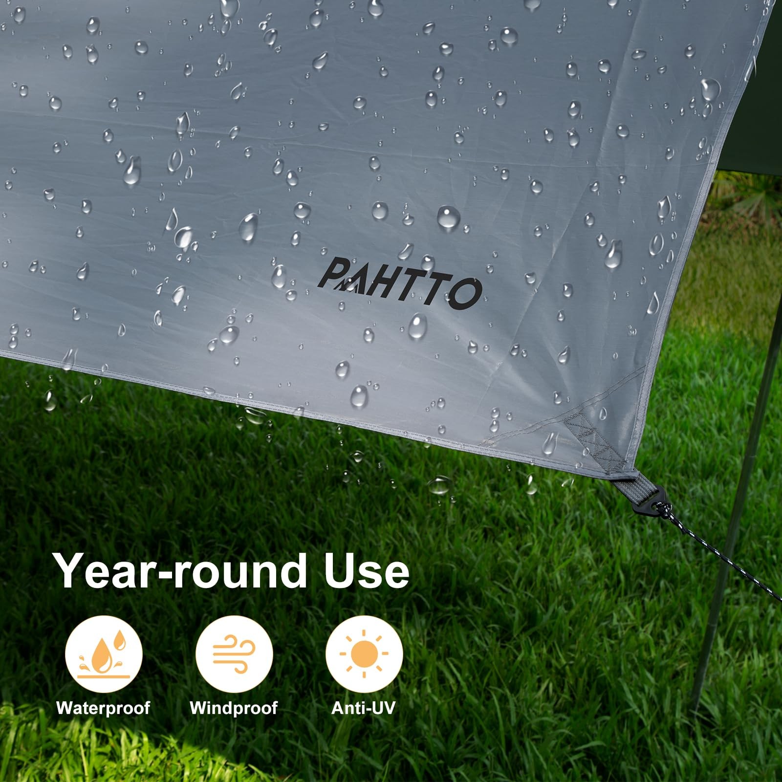 Camping Tarp with Poles, 16×12 Ft Canopy, Extra Large, Gray