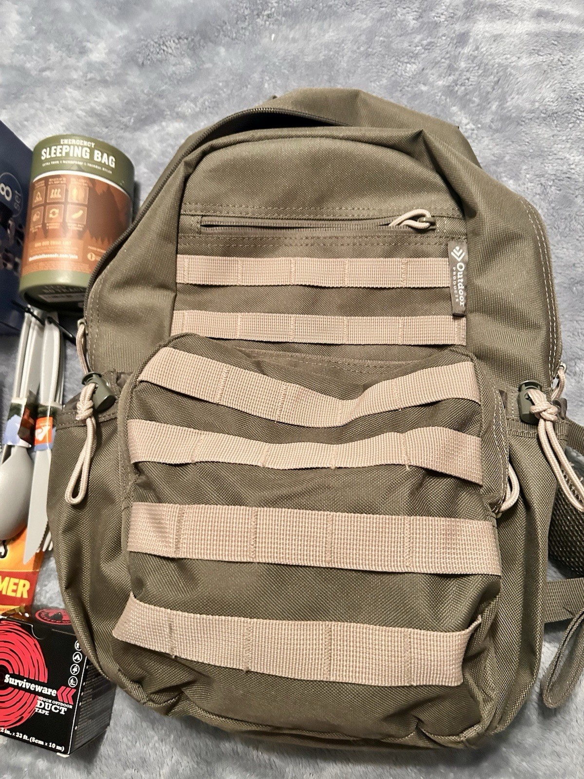 Emergency Kit With Outdoor Backpack Hiking Hunting Camping Never Used