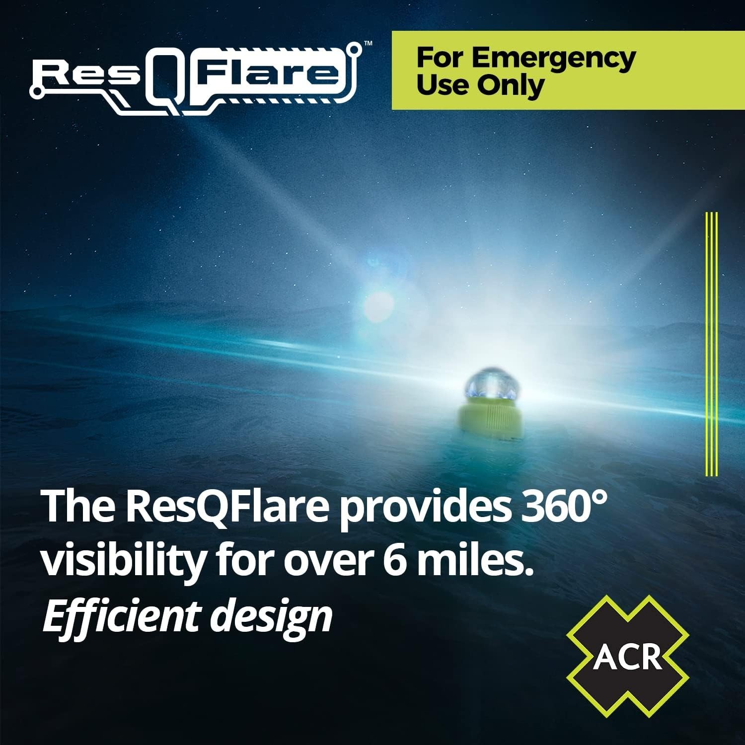 ResQFlare Electronic Distress E-Flare with Distress Flag – USCG Approved Safety