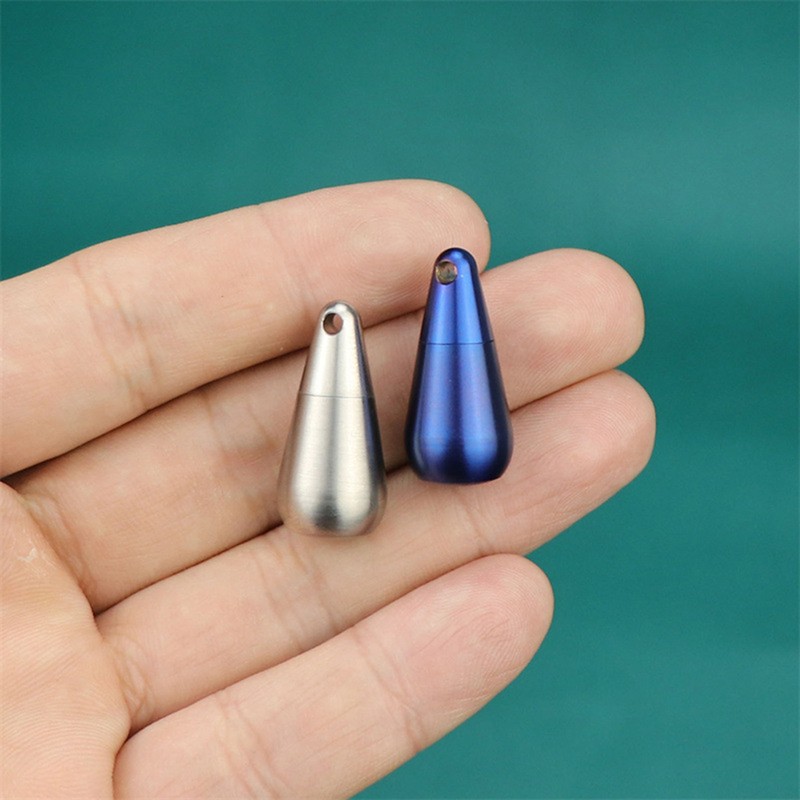1Pc Mini Medicine Pill Box Pure Titanium Waterdrop Pendant Small Pill Bottle
