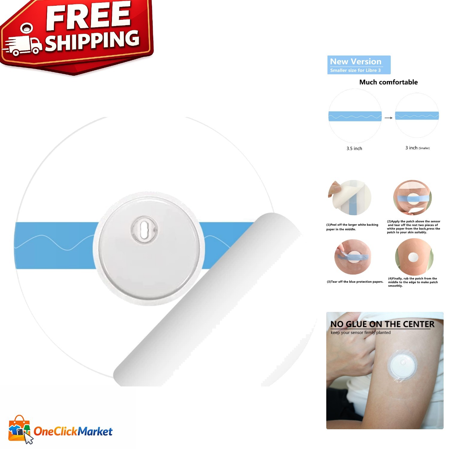 50 Sterile Waterproof Overpatches for Libre 3 – Perfect for Swimming & Showering