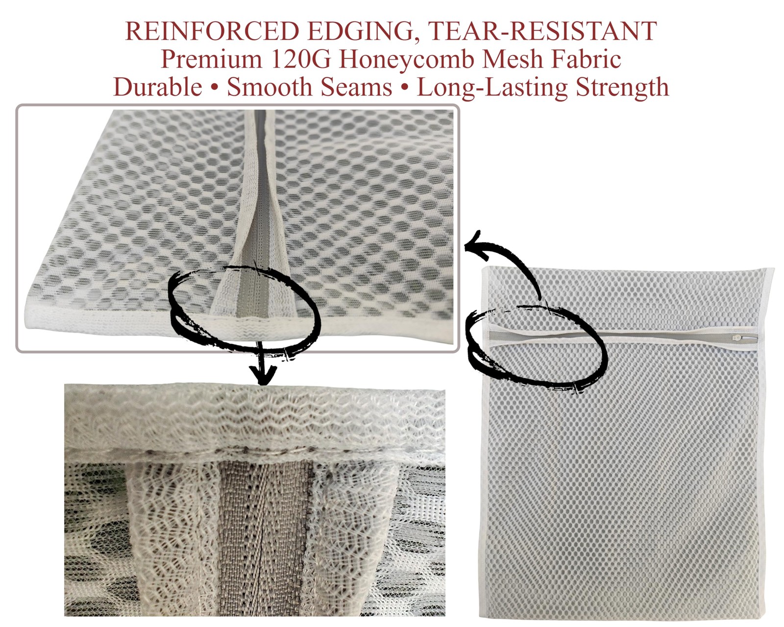 GEMLI Mesh Laundry Bags for Delicates – 3 Pack (12”×16”) M, Multi-colored