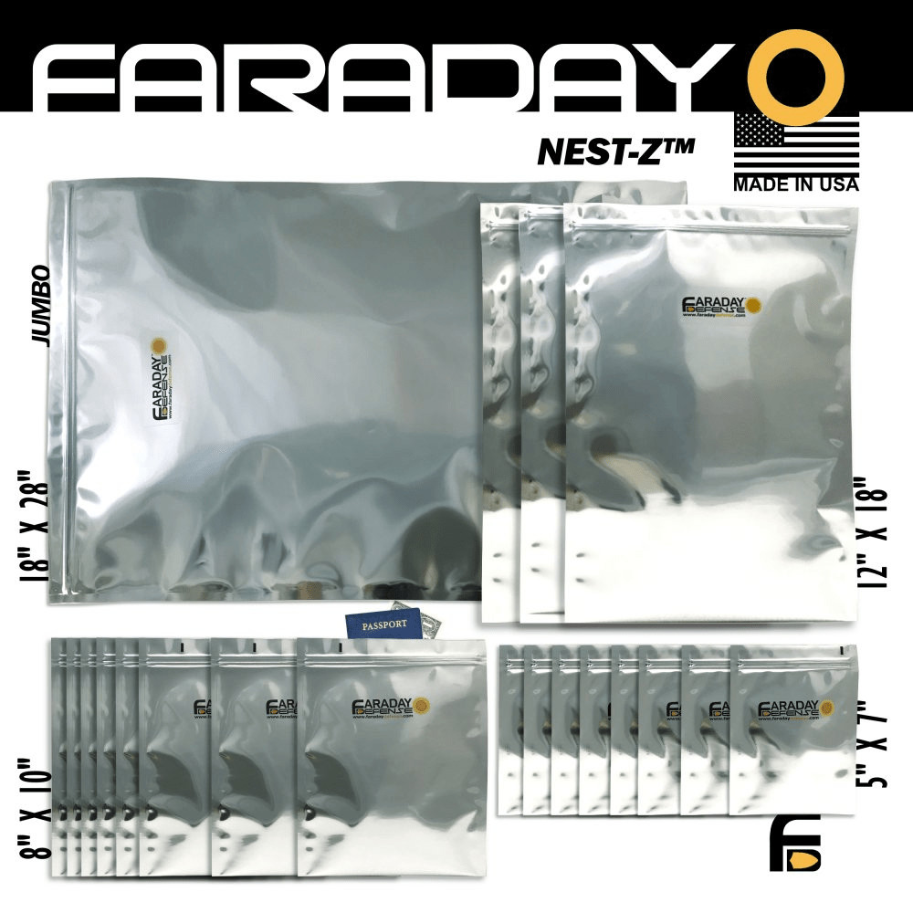 Faraday 20 PC Large Kit NEST-Z 7 Mil Moisture Barrier 5-layer EMP Bags